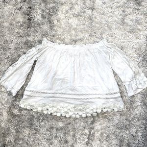 White Free People Off The Shoulders Top